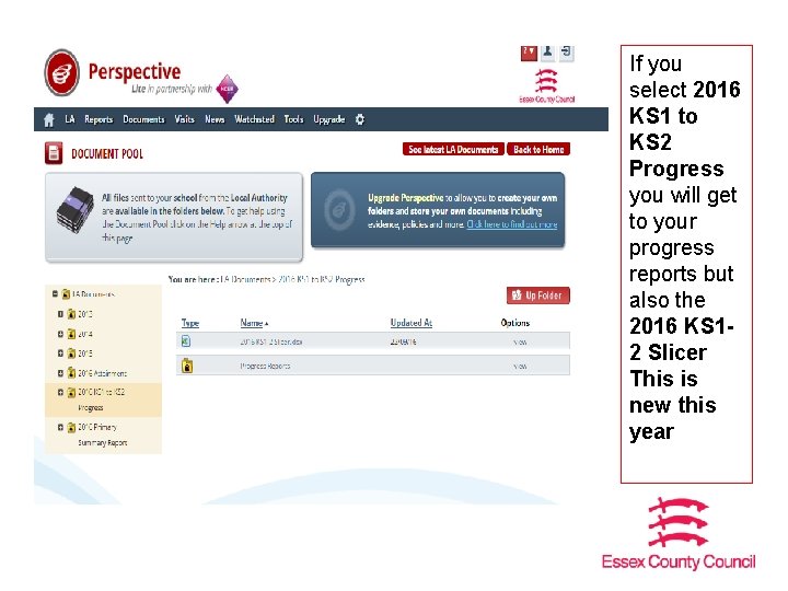 If you select 2016 KS 1 to KS 2 Progress you will get to