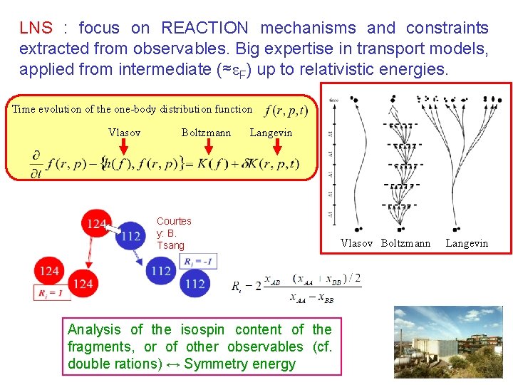 LNS : focus on REACTION mechanisms and constraints extracted from observables. Big expertise in