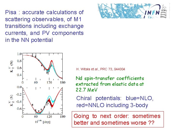 Pisa : accurate calculations of scattering observables, of M 1 transitions including exchange currents,