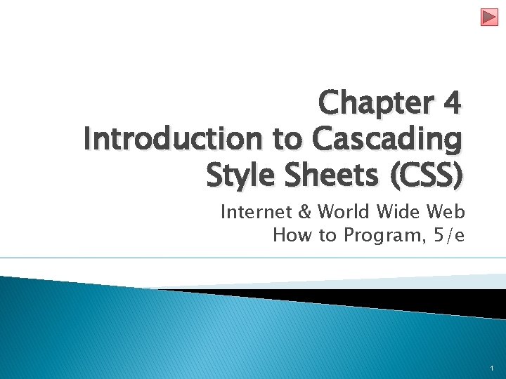 Chapter 4 Introduction to Cascading Style Sheets (CSS) Internet & World Wide Web How