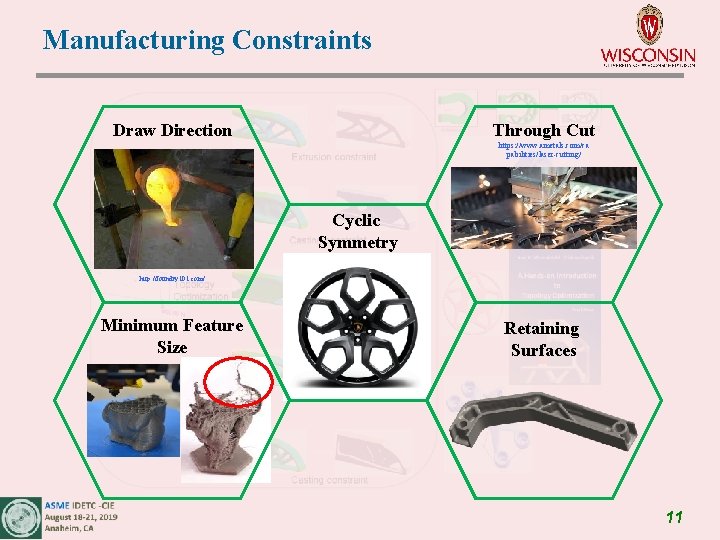 Manufacturing Constraints Draw Direction Through Cut https: //www. ametals. com/ca pabilities/laser-cutting/ Cyclic Symmetry http: