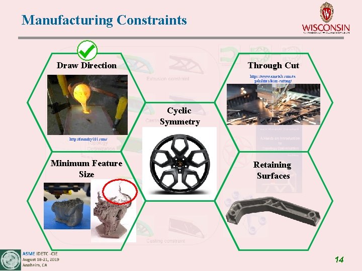 Manufacturing Constraints Draw Direction Through Cut https: //www. ametals. com/ca pabilities/laser-cutting/ Cyclic Symmetry http: