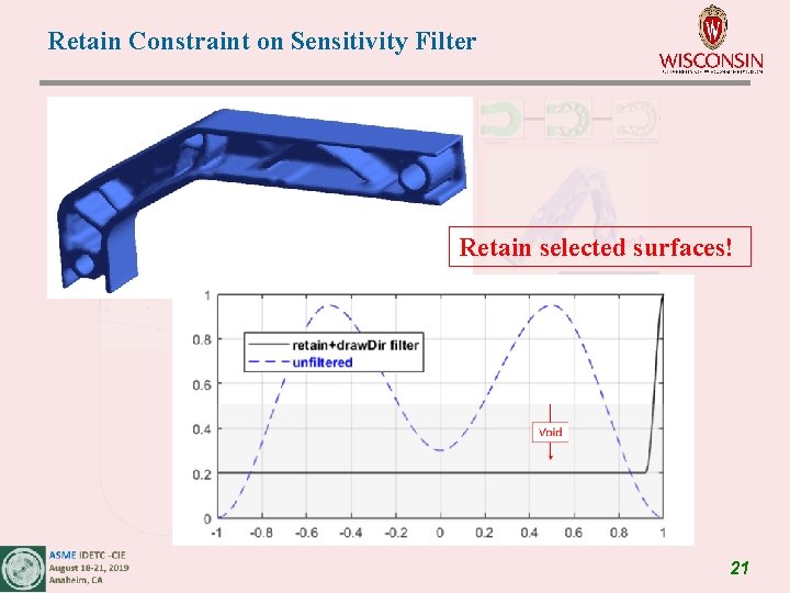 Retain Constraint on Sensitivity Filter Retain selected surfaces! 21 