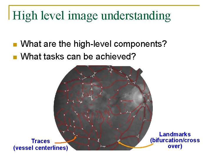 High level image understanding n n What are the high-level components? What tasks can