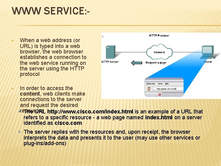 WWW SERVICE: § § When a web address (or URL) is typed into a