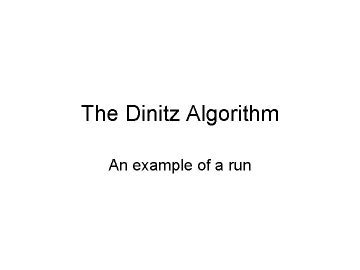 The Dinitz Algorithm An example of a run The Dinitz Algorithm An example of a run