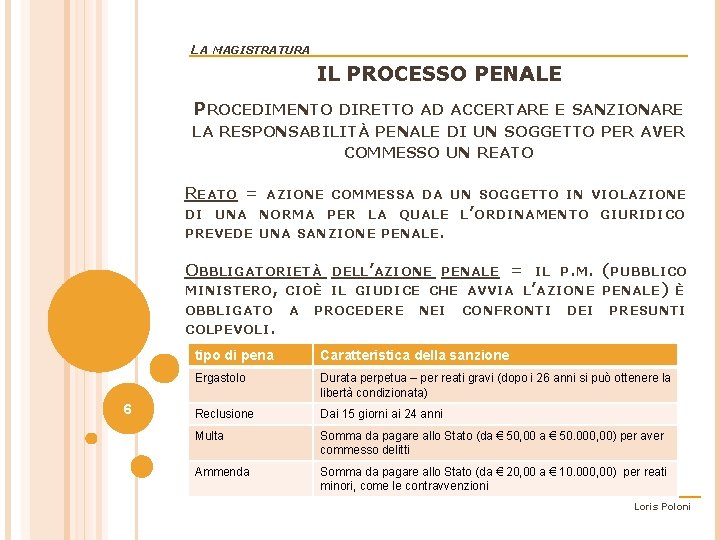 LA MAGISTRATURA IL PROCESSO PENALE PROCEDIMENTO DIRETTO AD ACCERTARE E SANZIONARE LA RESPONSABILITÀ PENALE