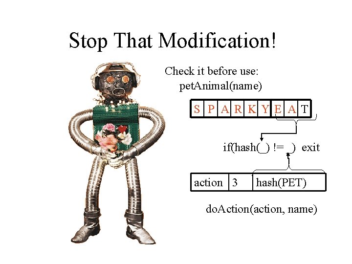 Stop That Modification! Check it before use: pet. Animal(name) S P A R K