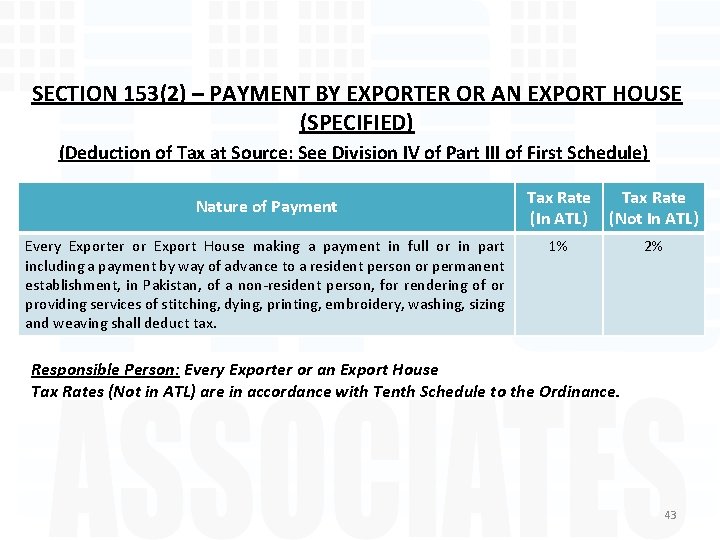 SECTION 153(2) – PAYMENT BY EXPORTER OR AN EXPORT HOUSE (SPECIFIED) (Deduction of Tax