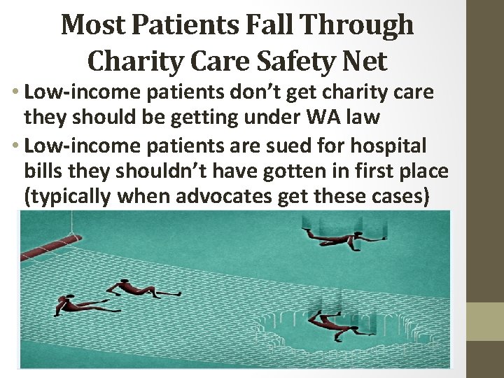 Most Patients Fall Through Charity Care Safety Net • Low-income patients don’t get charity