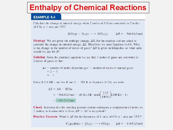 Enthalpy of Chemical Reactions 