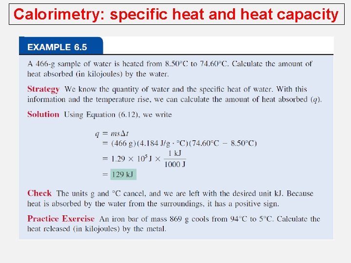 Calorimetry: specific heat and heat capacity 