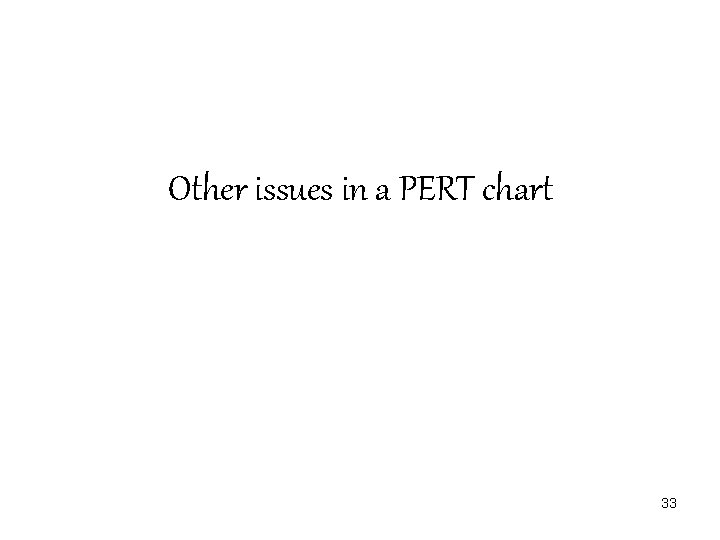 Other issues in a PERT chart 33 