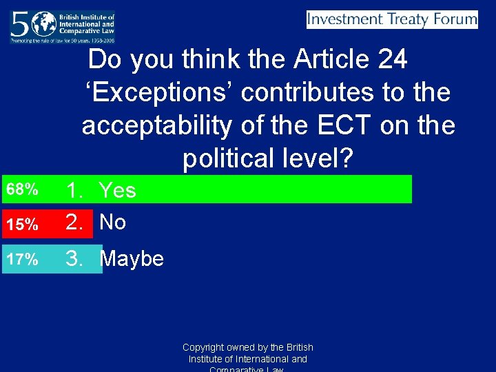 Do you think the Article 24 ‘Exceptions’ contributes to the acceptability of the ECT Do you think the Article 24 ‘Exceptions’ contributes to the acceptability of the ECT