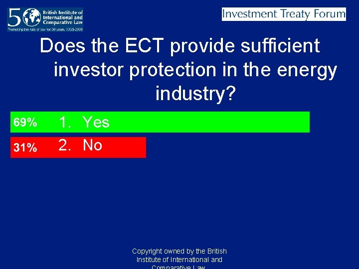 Does the ECT provide sufficient investor protection in the energy industry? 1. Yes 2. Does the ECT provide sufficient investor protection in the energy industry? 1. Yes 2.