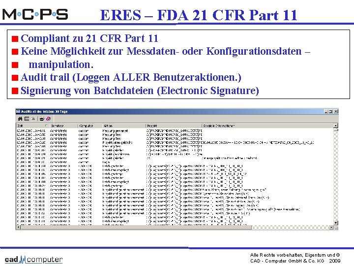 ERES – FDA 21 CFR Part 11 Compliant zu 21 CFR Part 11 Keine