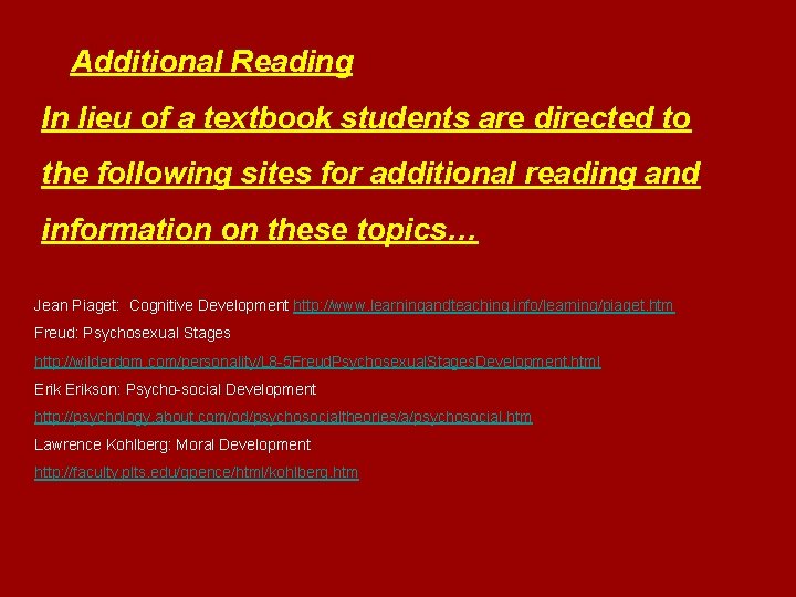  Additional Reading In lieu of a textbook students are directed to the following