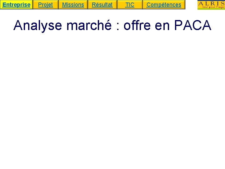 Entreprise Projet Missions Résultat TIC Compétences Analyse marché : offre en PACA 