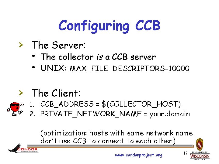 Configuring CCB › The Server: h The collector is a CCB server h UNIX: