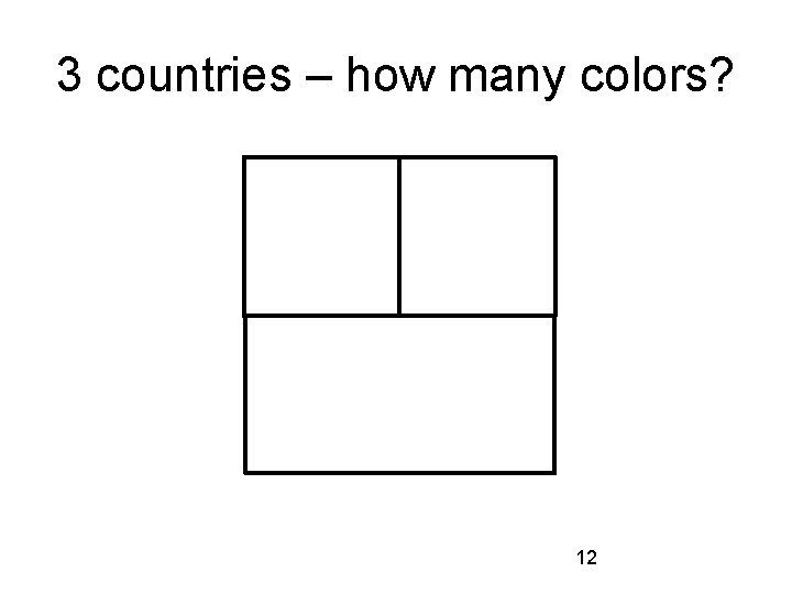 3 countries – how many colors? 12 