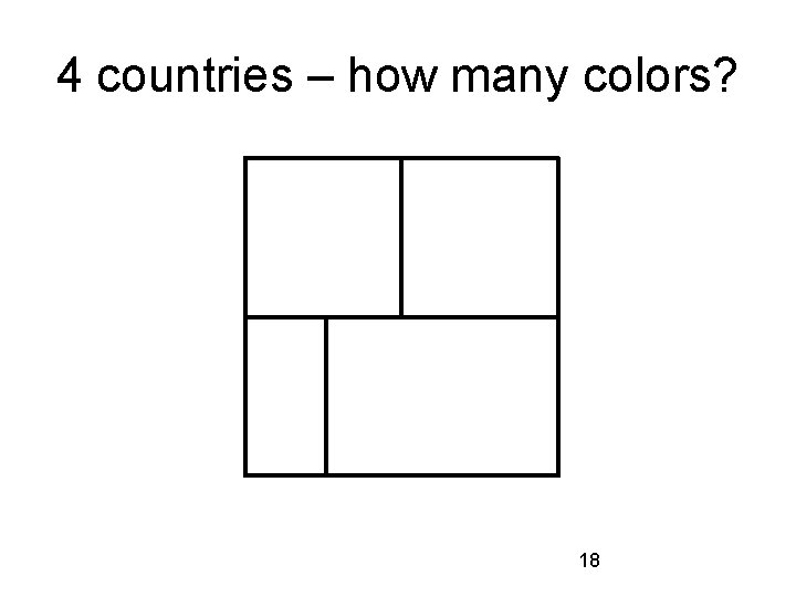4 countries – how many colors? 18 