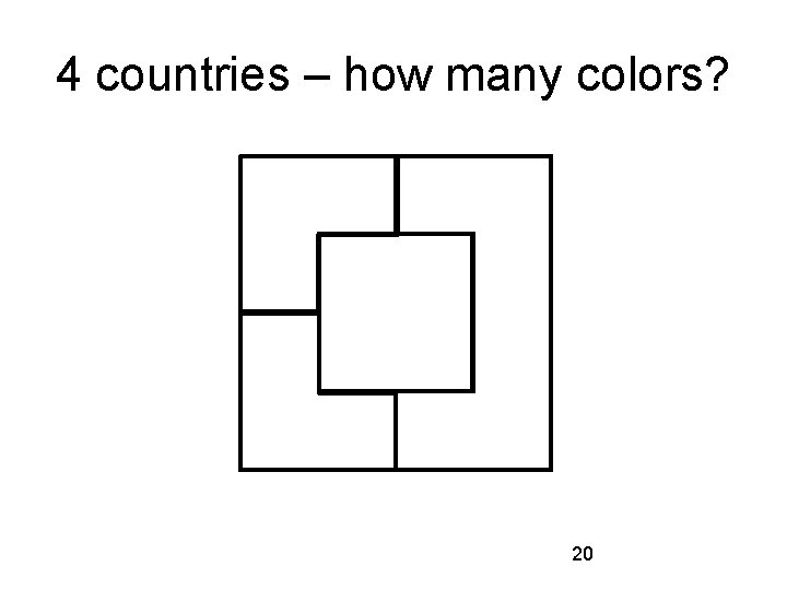 4 countries – how many colors? 20 