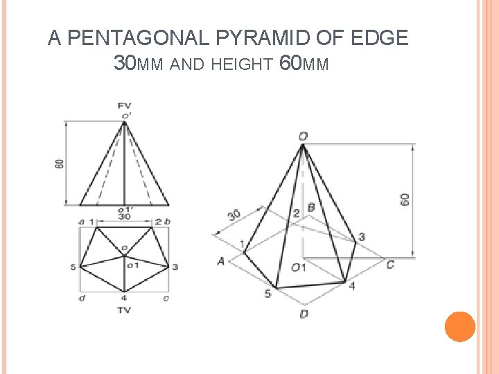 A PENTAGONAL PYRAMID OF EDGE 30 MM AND HEIGHT 60 MM 