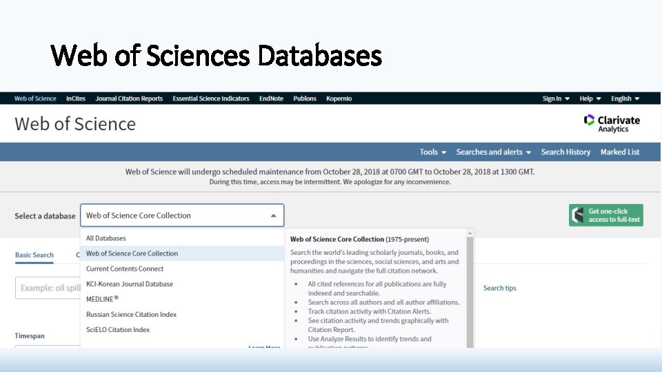 Web of Sciences Databases Web of Sciences Databases