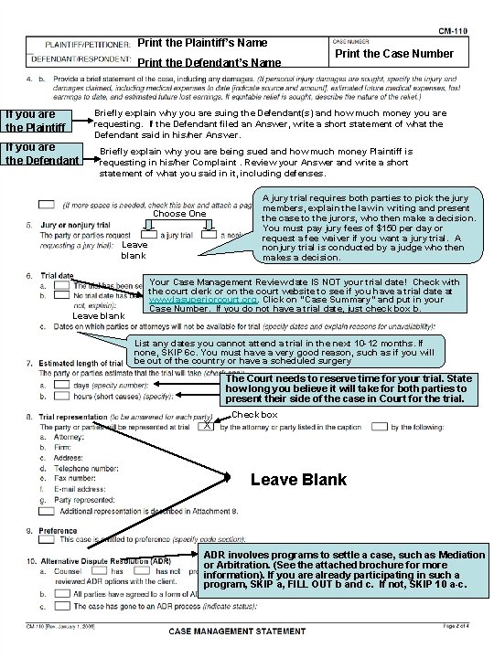 Print the Plaintiff’s Name Print the Defendant’s Name Print the Case Number Briefly explain Print the Plaintiff’s Name Print the Defendant’s Name Print the Case Number Briefly explain