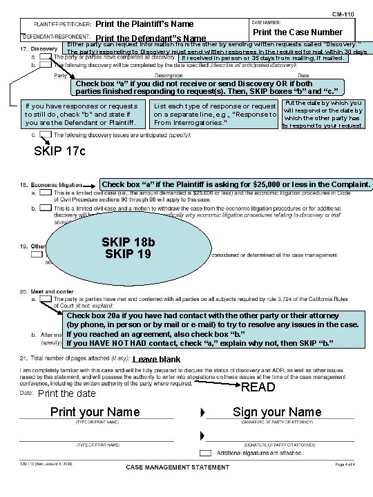 Print the Plaintiff’s Name Print the Defendant”s Name Print the Case Number Either party