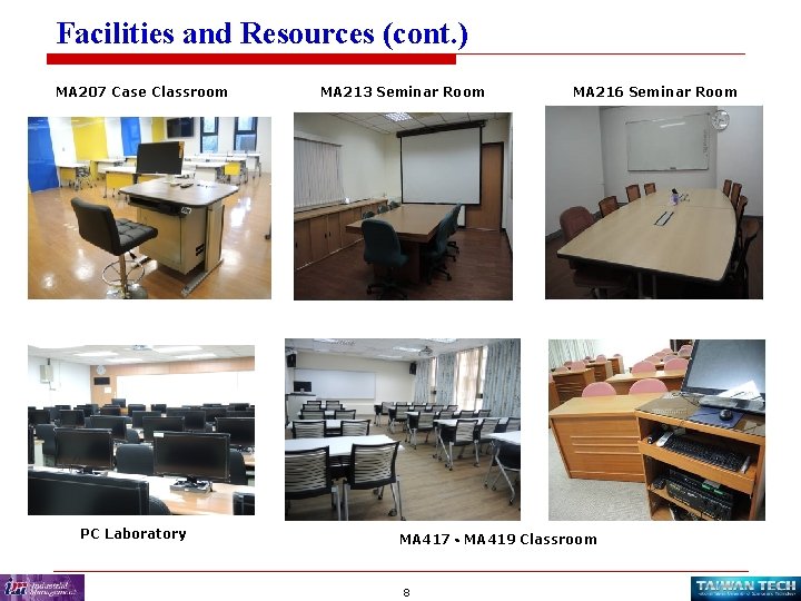 Facilities and Resources (cont. ) MA 207 Case Classroom PC Laboratory MA 213 Seminar