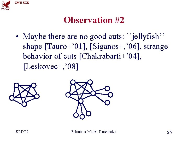 CMU SCS Observation #2 • Maybe there are no good cuts: ``jellyfish’’ shape [Tauro+’