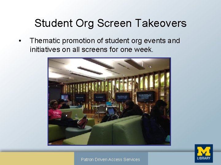 Student Org Screen Takeovers • Thematic promotion of student org events and initiatives on