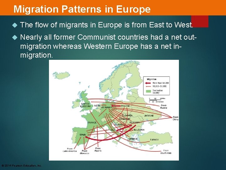 Migration Patterns in Europe The flow of migrants in Europe is from East to