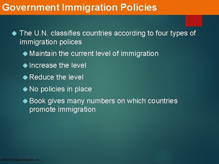 Government Immigration Policies The U. N. classifies countries according to four types of immigration