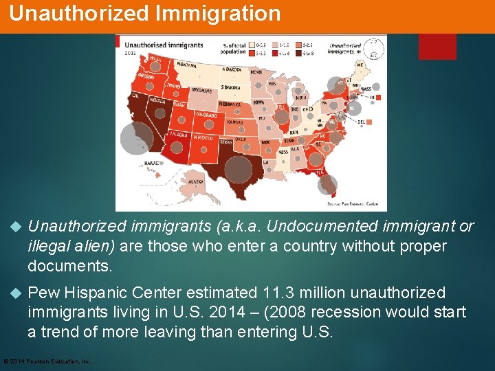 Unauthorized Immigration Unauthorized immigrants (a. k. a. Undocumented immigrant or illegal alien) are those