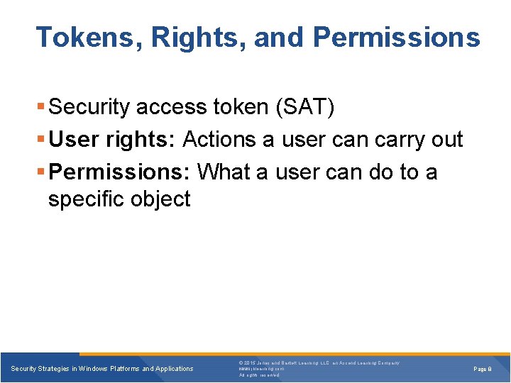 Tokens, Rights, and Permissions § Security access token (SAT) § User rights: Actions a