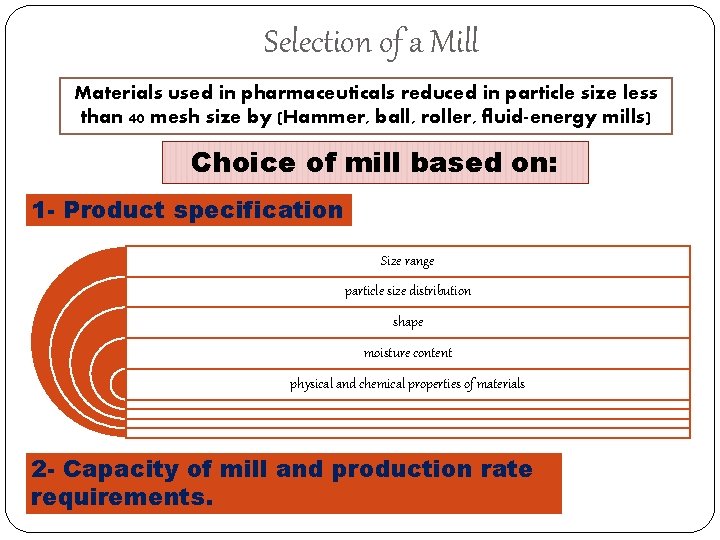 Selection of a Mill Materials used in pharmaceuticals reduced in particle size less than