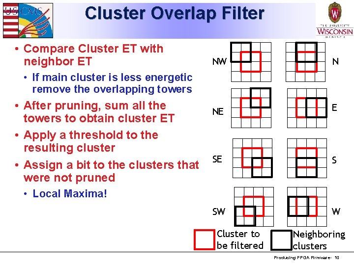 Cluster Overlap Filter • Compare Cluster ET with neighbor ET NW N NE E