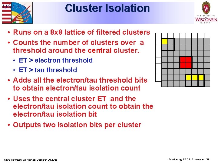 Cluster Isolation • Runs on a 8 x 8 lattice of filtered clusters •