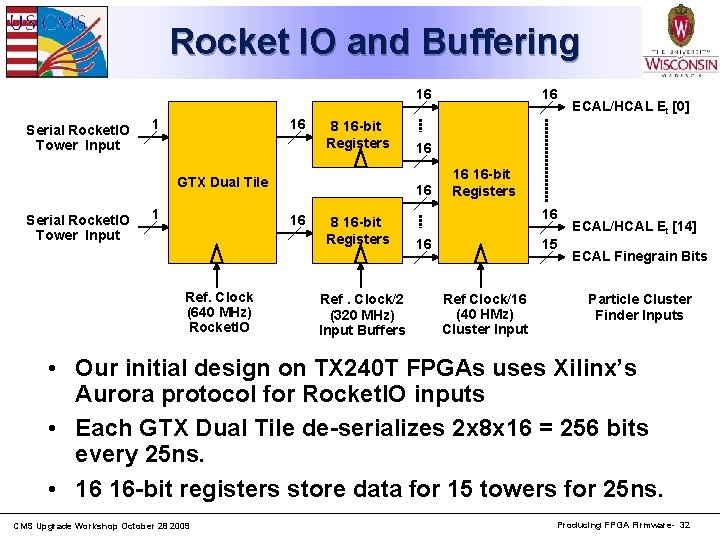 Rocket IO and Buffering 16 Serial Rocket. IO Tower Input 1 16 8 16