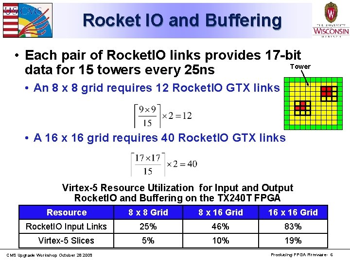 Rocket IO and Buffering • Each pair of Rocket. IO links provides 17 -bit