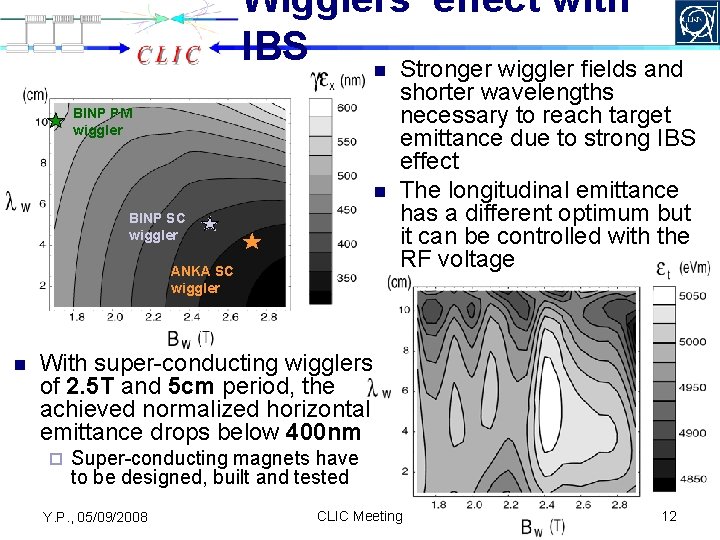 Wigglers’ effect with IBS n Stronger wiggler fields and BINP PM wiggler n BINP