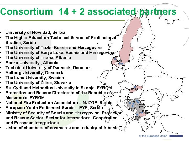 Consortium 14 + 2 associated partners • • • • University of Novi Sad,