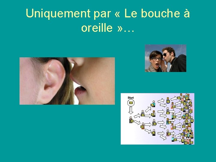 Uniquement par « Le bouche à oreille » … 