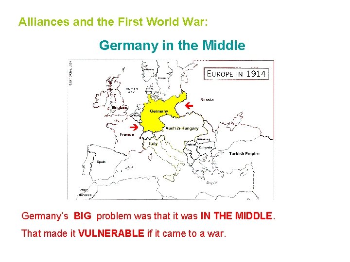 Alliances and the First World War: Germany in the Middle Germany’s BIG problem was