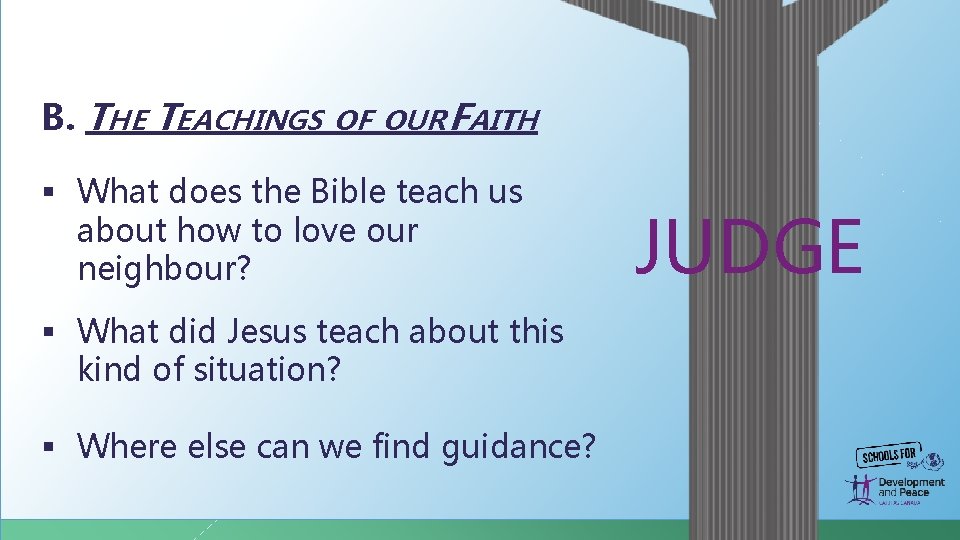 B. THE TEACHINGS OF OUR FAITH § What does the Bible teach us about