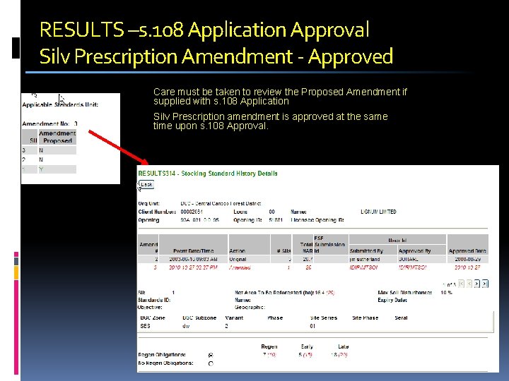 RESULTS –s. 108 Application Approval Silv Prescription Amendment - Approved Care must be taken