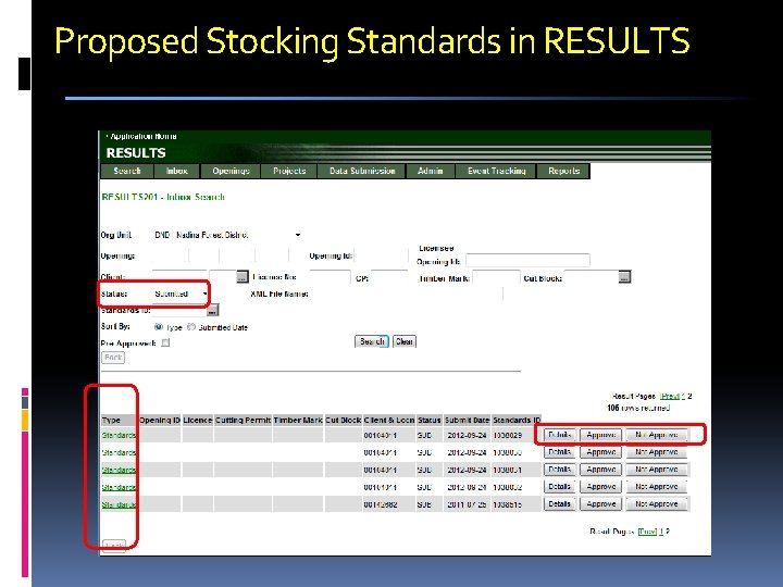Proposed Stocking Standards in RESULTS 