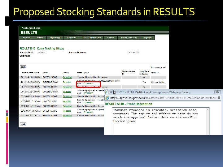 Proposed Stocking Standards in RESULTS 